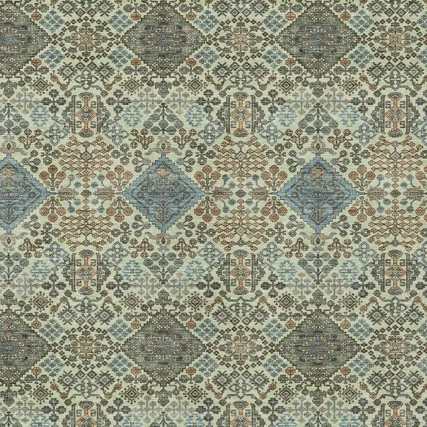 Green And Teal Blue Geometric Washable Indoor Outdoor Area Rug Photo 2