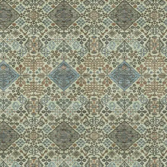 Green And Teal Blue Geometric Washable Indoor Outdoor Area Rug Photo 2