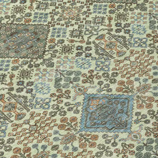 Green And Teal Blue Geometric Washable Indoor Outdoor Area Rug Photo 9