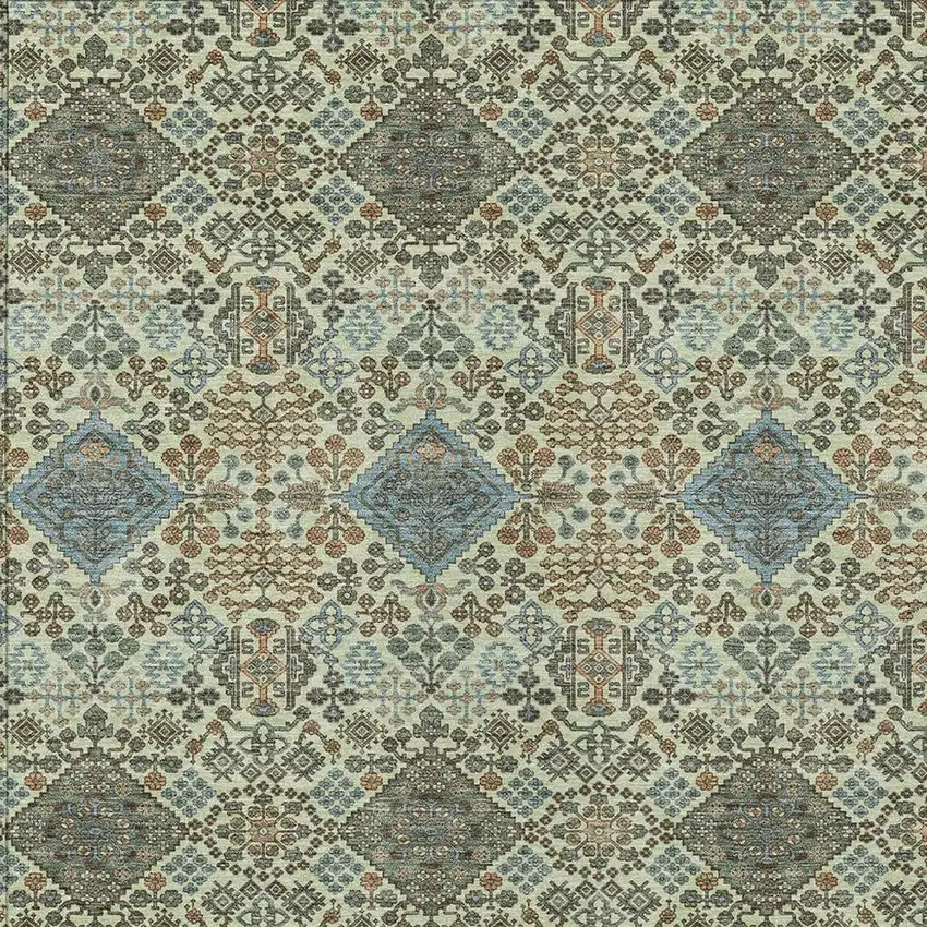 Green And Teal Blue Geometric Washable Indoor Outdoor Area Rug Photo 2
