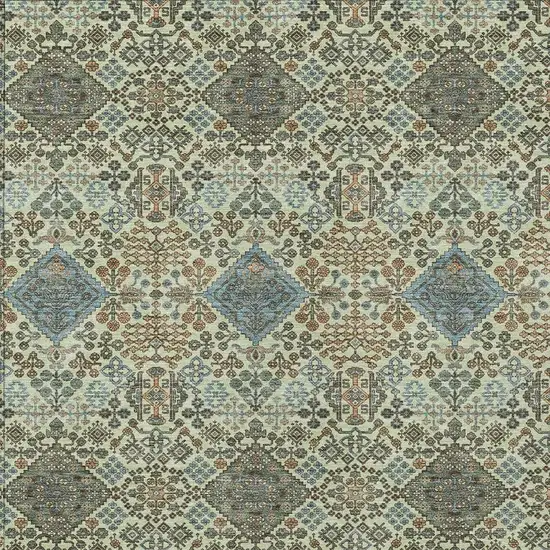 Green And Teal Blue Geometric Washable Indoor Outdoor Area Rug Photo 2