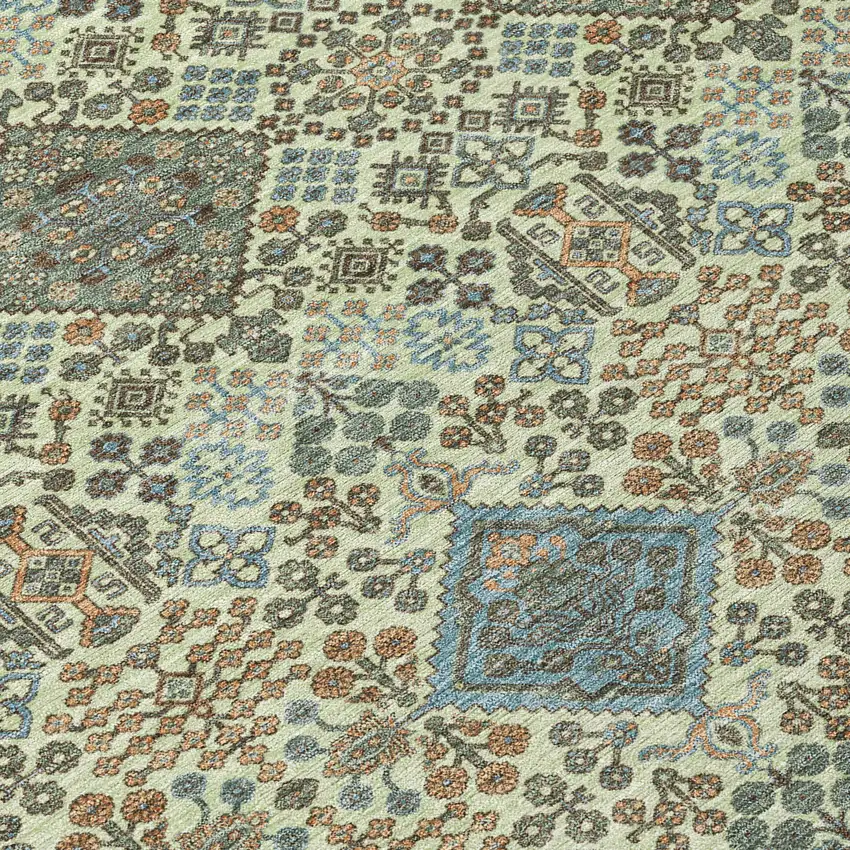 Green And Teal Blue Geometric Washable Indoor Outdoor Area Rug Photo 9