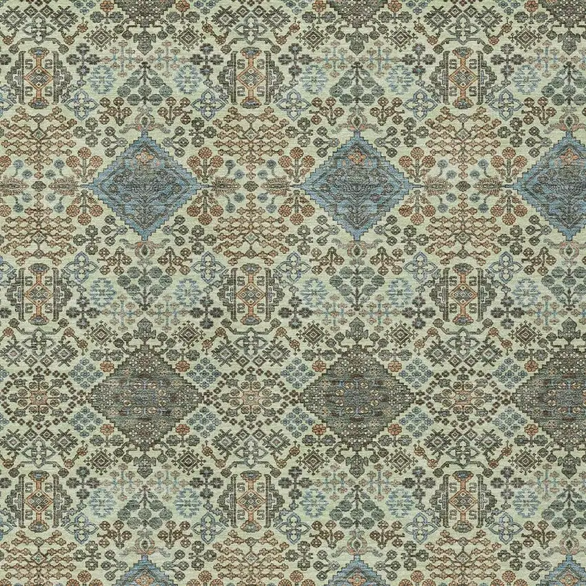 Green And Teal Blue Geometric Washable Indoor Outdoor Area Rug Photo 2