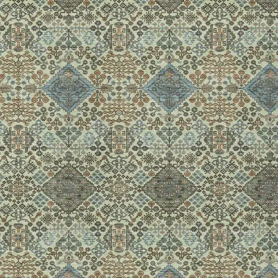 Green And Teal Blue Geometric Washable Indoor Outdoor Area Rug Photo 2