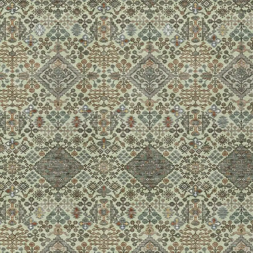 Green And Teal Blue Geometric Washable Indoor Outdoor Area Rug Photo 2