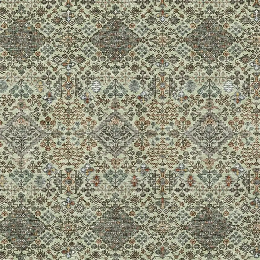 Green And Teal Blue Geometric Washable Indoor Outdoor Area Rug Photo 2