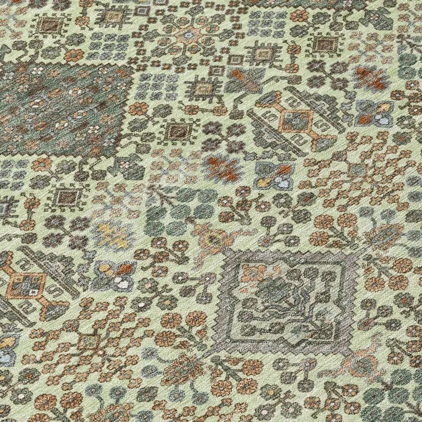 Green And Teal Blue Geometric Washable Indoor Outdoor Area Rug Photo 9