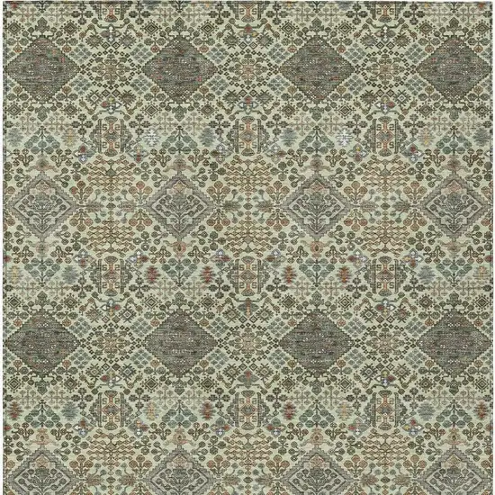 Green And Teal Blue Geometric Washable Indoor Outdoor Area Rug Photo 3