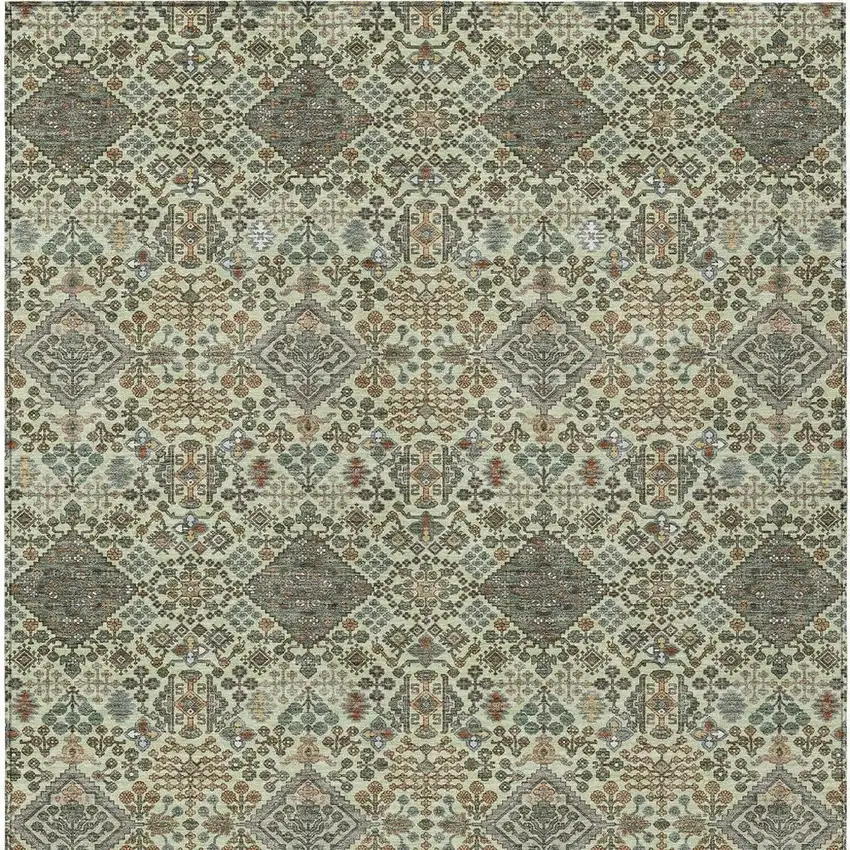 Green And Teal Blue Geometric Washable Indoor Outdoor Area Rug Photo 3