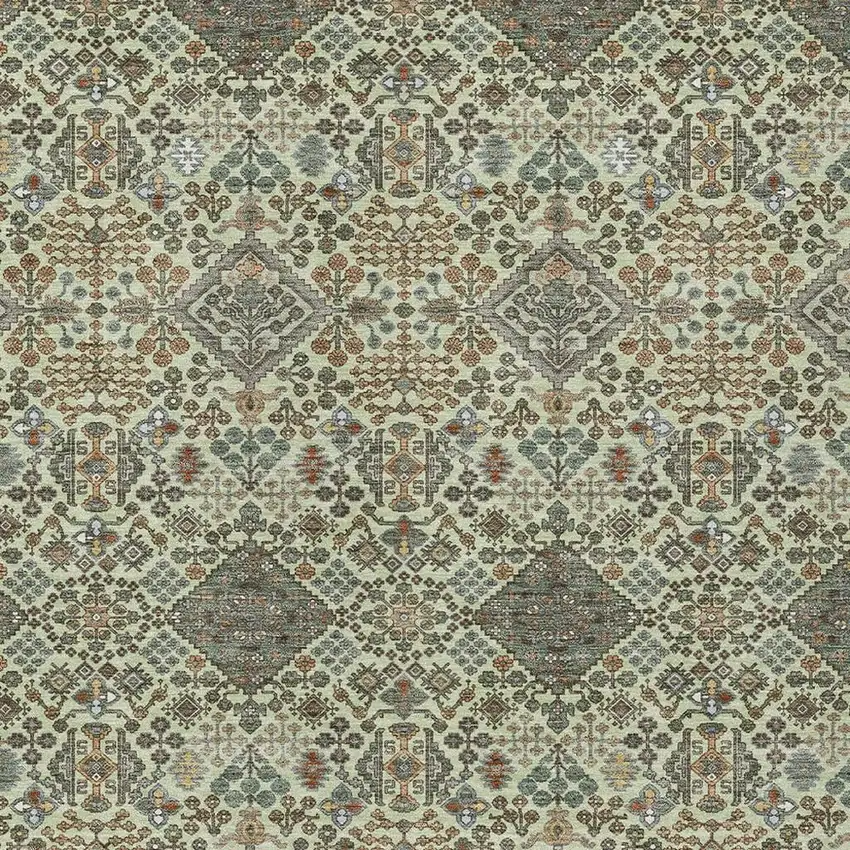 Green And Teal Blue Geometric Washable Indoor Outdoor Area Rug Photo 2