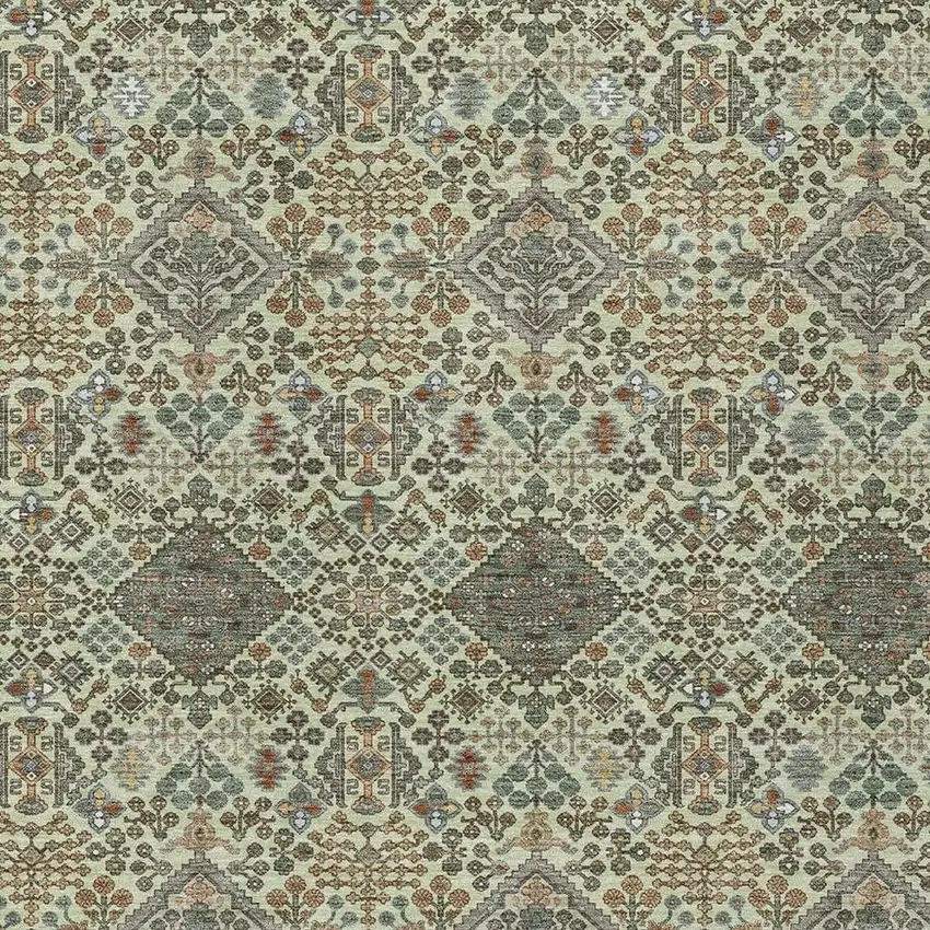 Green And Teal Blue Geometric Washable Indoor Outdoor Area Rug Photo 2