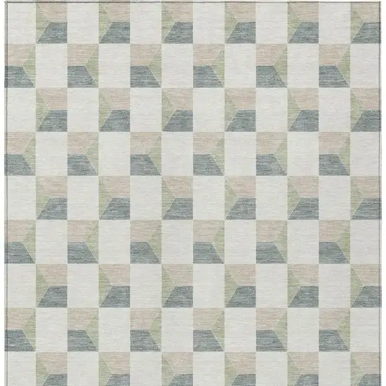 Green And Teal Blue Geometric Washable Indoor Outdoor Area Rug Photo 6