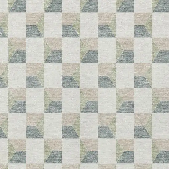 Green And Teal Blue Geometric Washable Indoor Outdoor Area Rug Photo 5