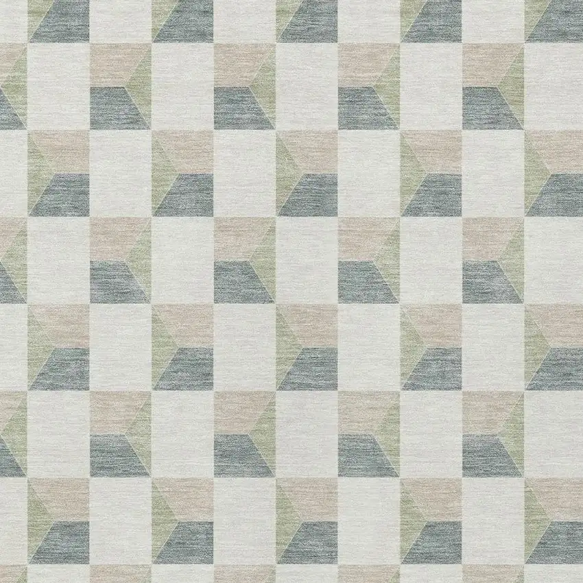 Green And Teal Blue Geometric Washable Indoor Outdoor Area Rug Photo 5