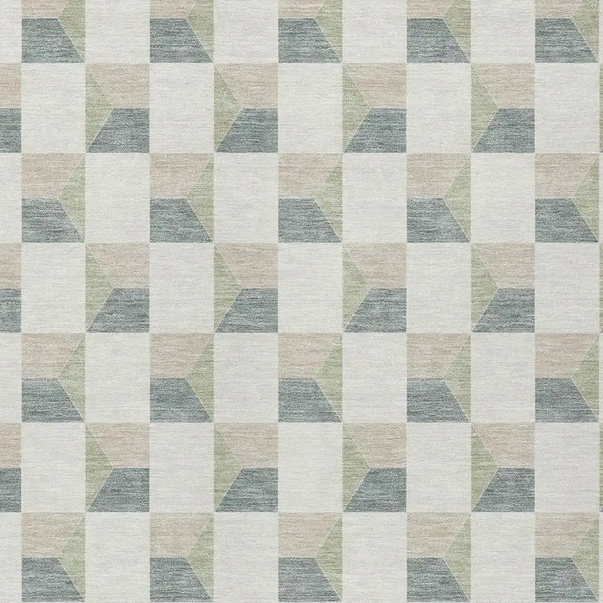 Green And Teal Blue Geometric Washable Indoor Outdoor Area Rug Photo 5