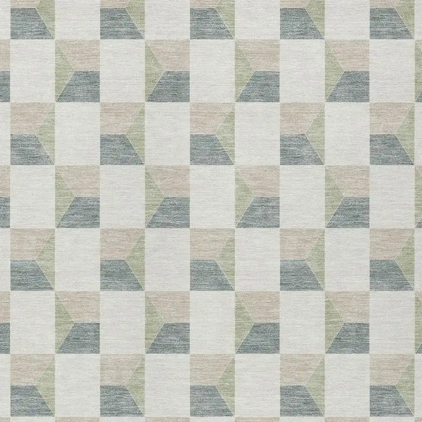 Green And Teal Blue Geometric Washable Indoor Outdoor Area Rug Photo 3