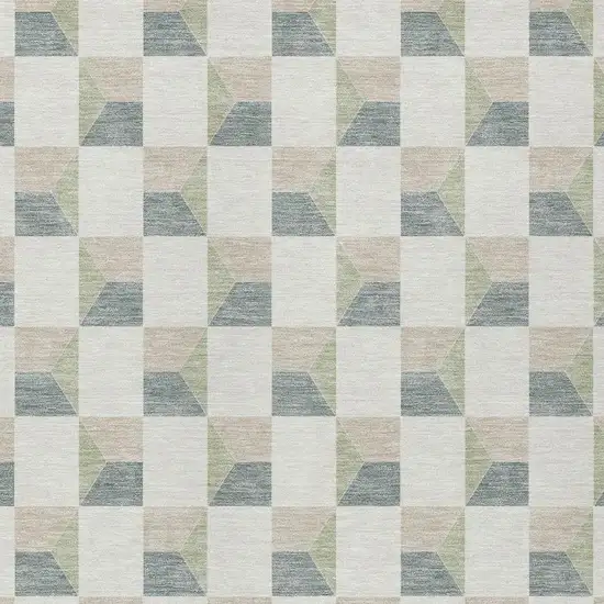 Green And Teal Blue Geometric Washable Indoor Outdoor Area Rug Photo 3