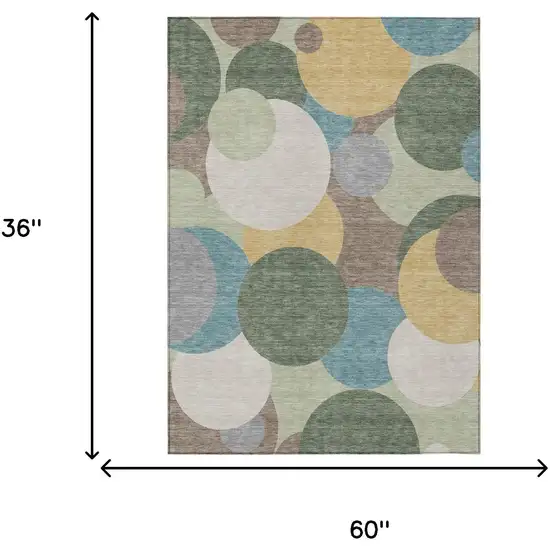 Green And Teal Blue Geometric Washable Indoor Outdoor Area Rug Photo 6