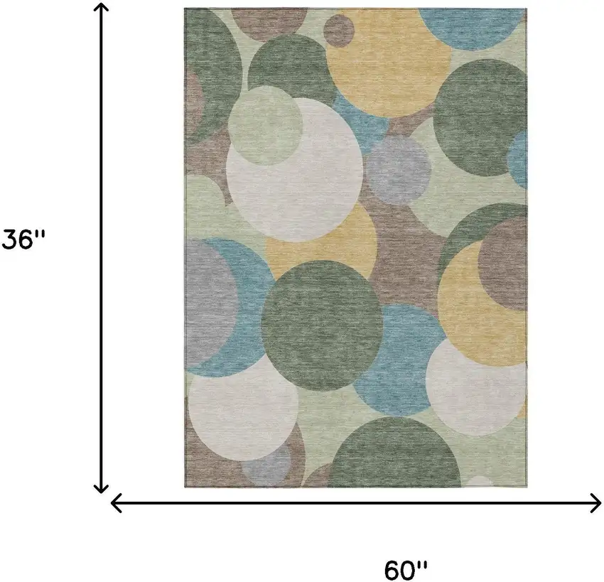 Green And Teal Blue Geometric Washable Indoor Outdoor Area Rug Photo 6
