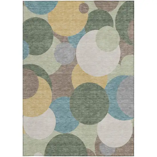 Green And Teal Blue Geometric Washable Indoor Outdoor Area Rug Photo 3