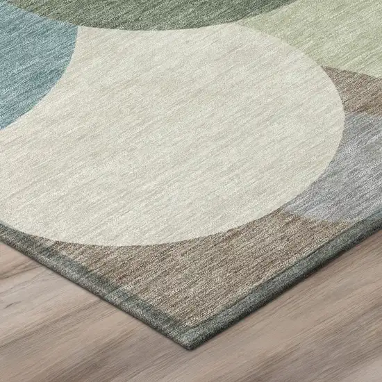 Green And Teal Blue Geometric Washable Indoor Outdoor Area Rug Photo 4