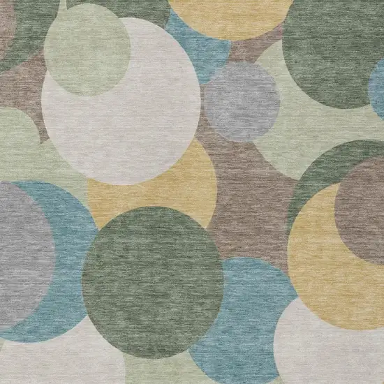 Green And Teal Blue Geometric Washable Indoor Outdoor Area Rug Photo 1