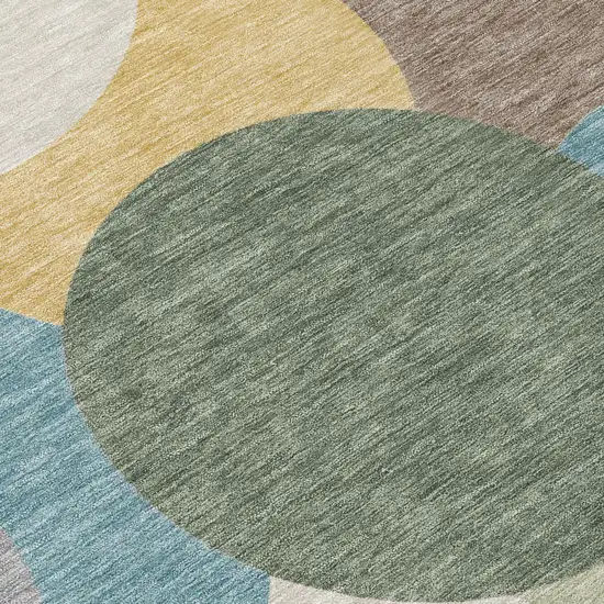 Green And Teal Blue Geometric Washable Indoor Outdoor Area Rug Photo 5