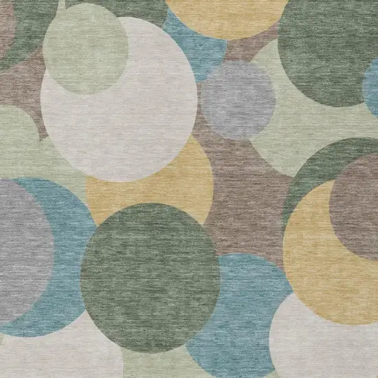 Green And Teal Blue Geometric Washable Indoor Outdoor Area Rug Photo 1