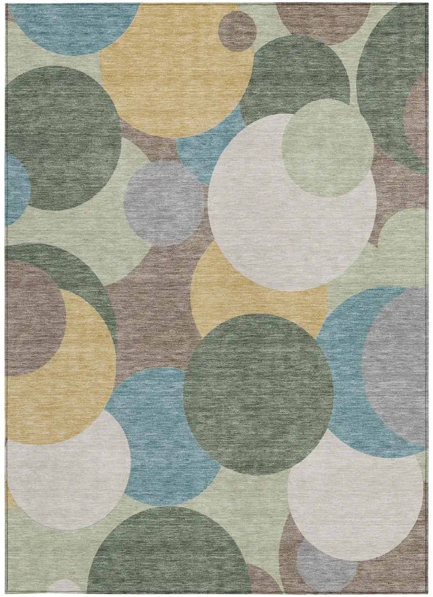 Green And Teal Blue Geometric Washable Indoor Outdoor Area Rug Photo 3