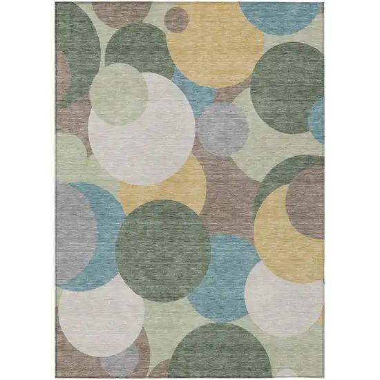 Green And Teal Blue Geometric Washable Indoor Outdoor Area Rug Photo 2