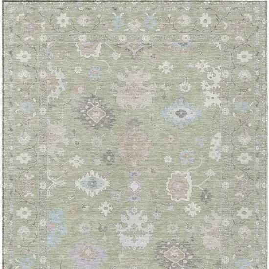 Green And Teal Blue Oriental Washable Indoor Outdoor Area Rug Photo 6