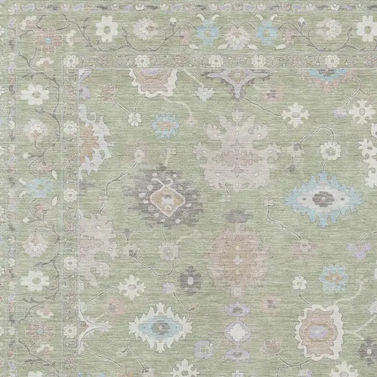 Green And Teal Blue Oriental Washable Indoor Outdoor Area Rug Photo 5
