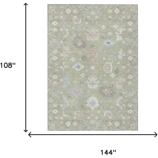 Green And Teal Blue Oriental Washable Indoor Outdoor Area Rug Photo 9