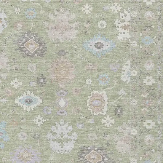 Green And Teal Blue Oriental Washable Indoor Outdoor Area Rug Photo 5