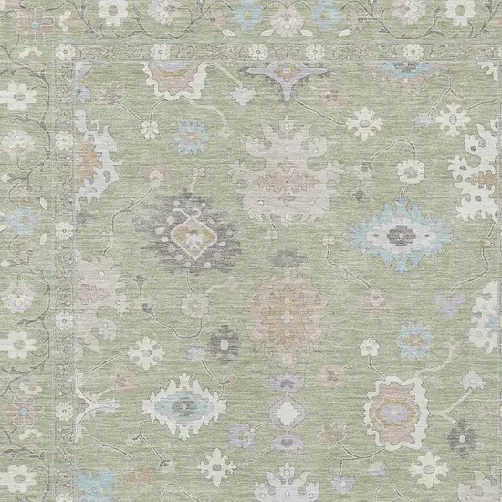 Green And Teal Blue Oriental Washable Indoor Outdoor Area Rug Photo 5