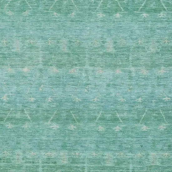 Green And Teal Blue Tribal Washable Indoor Outdoor Area Rug Photo 3