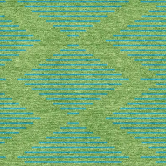 Green And Teal Geometric Washable Area Rug With UV Protection Photo 2