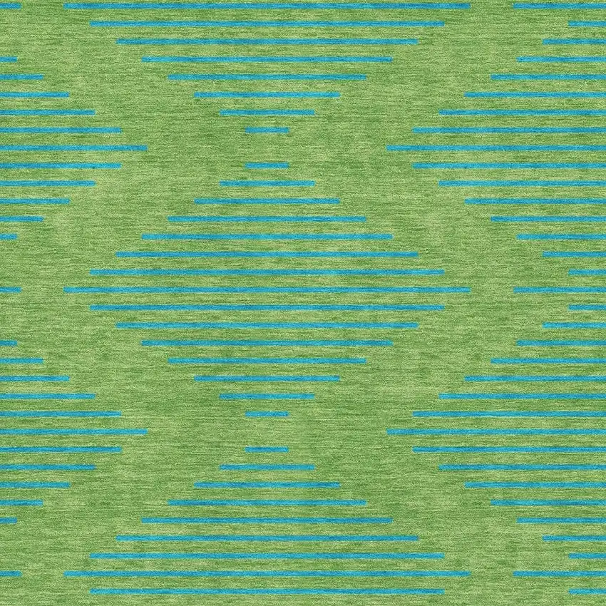 Green And Teal Geometric Washable Area Rug With UV Protection Photo 2