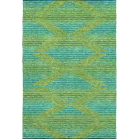 Green And Teal Geometric Washable Area Rug With UV Protection Photo 1