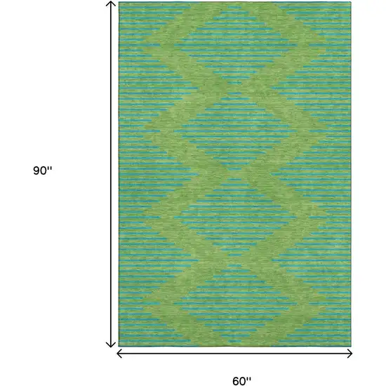 Green And Teal Geometric Washable Area Rug With UV Protection Photo 8