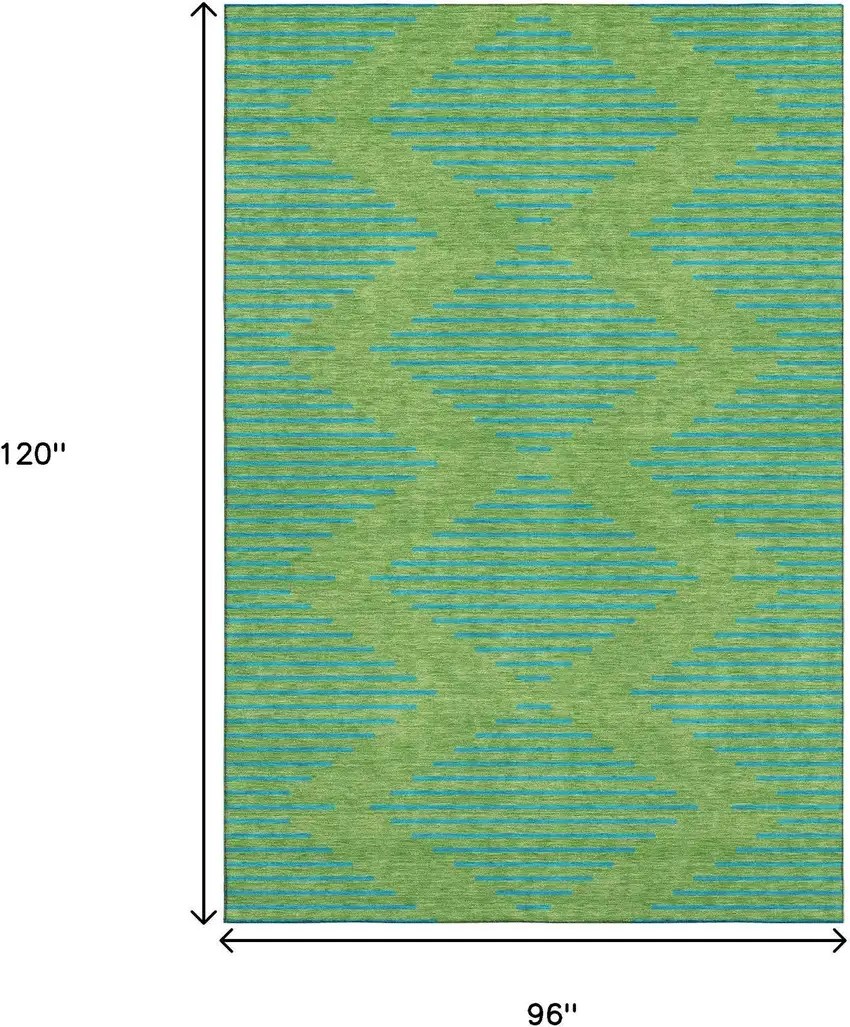 Green And Teal Geometric Washable Area Rug With UV Protection Photo 8