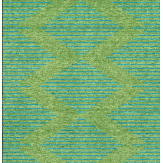 Green And Teal Geometric Washable Area Rug With UV Protection Photo 3