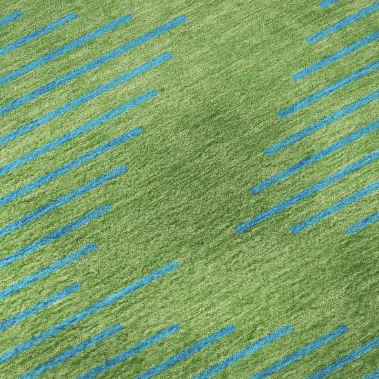 Green And Teal Geometric Washable Area Rug With UV Protection Photo 9