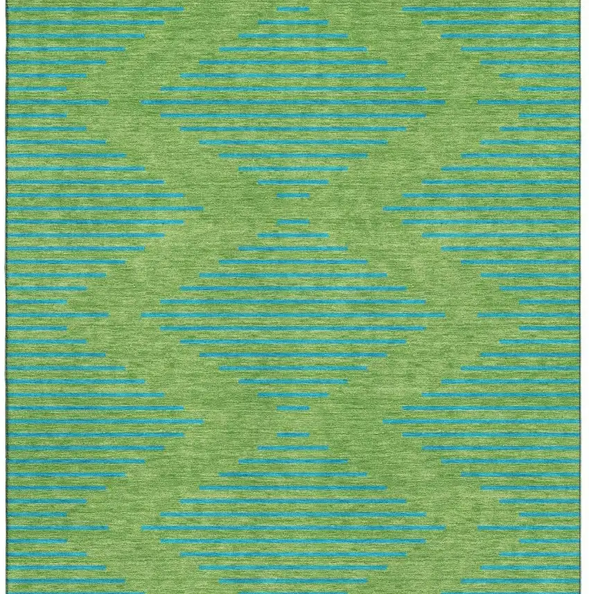 Green And Teal Geometric Washable Area Rug With UV Protection Photo 3
