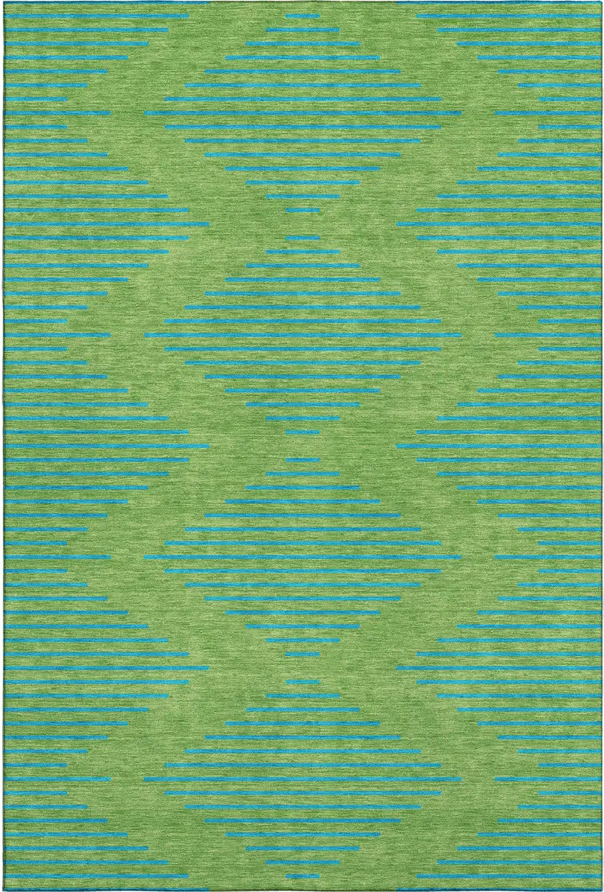 Green And Teal Geometric Washable Area Rug With UV Protection Photo 1