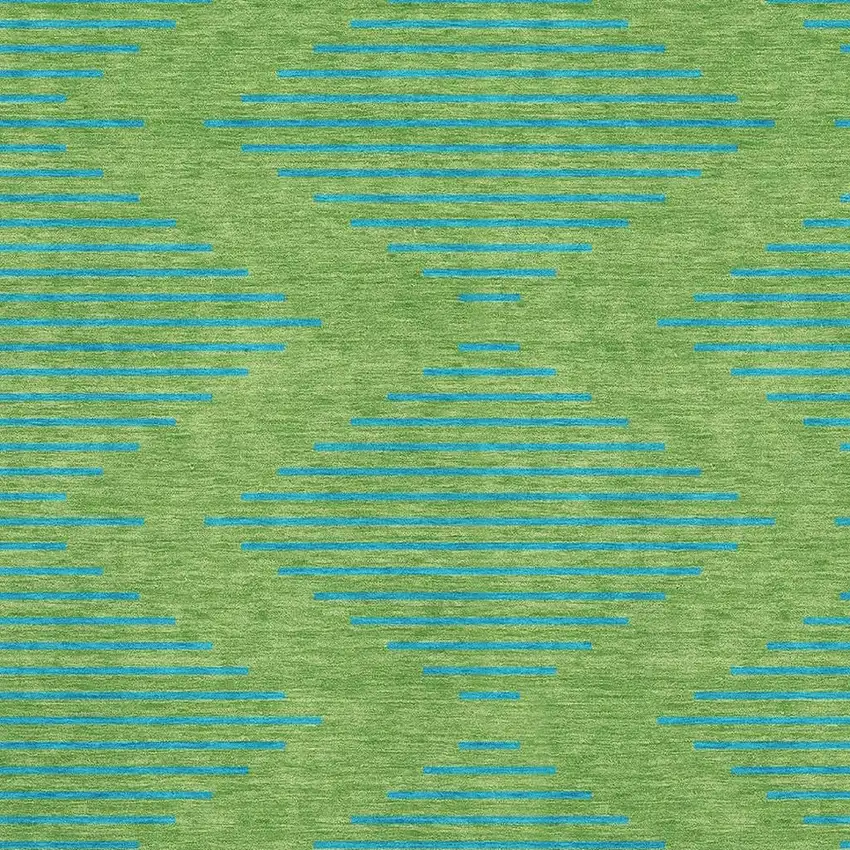 Green And Teal Geometric Washable Area Rug With UV Protection Photo 2