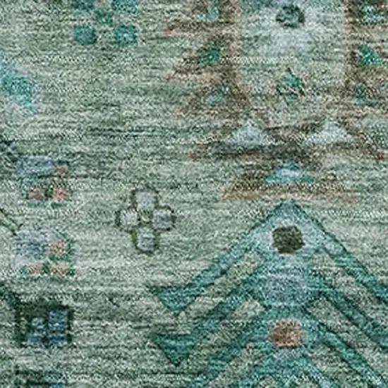 Green And Teal Southwestern Washable Area Rug With UV Protection Photo 3