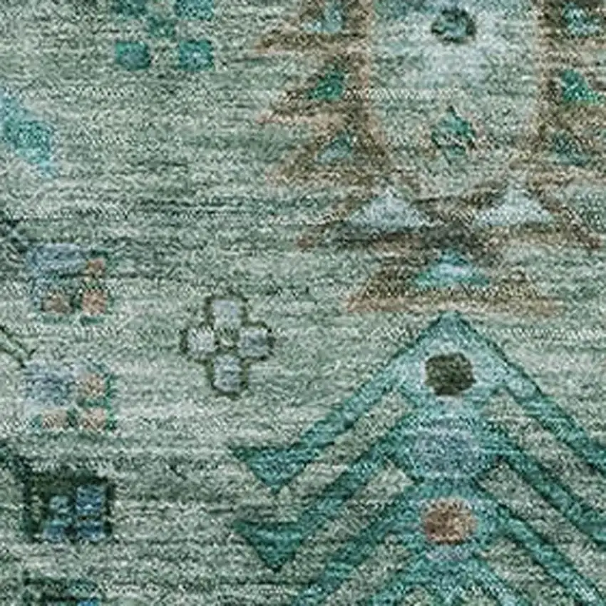Green And Teal Southwestern Washable Area Rug With UV Protection Photo 3