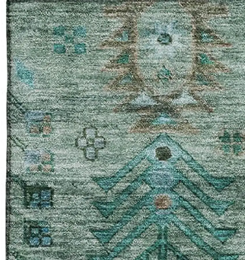 Green And Teal Southwestern Washable Area Rug With UV Protection Photo 4