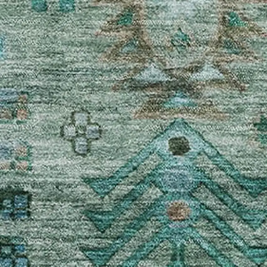 Green And Teal Southwestern Washable Area Rug With UV Protection Photo 3